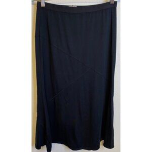J. Jill Elastic Waist Skirt 100% Pima Cotton BLACK  Midi Length Size SMALL